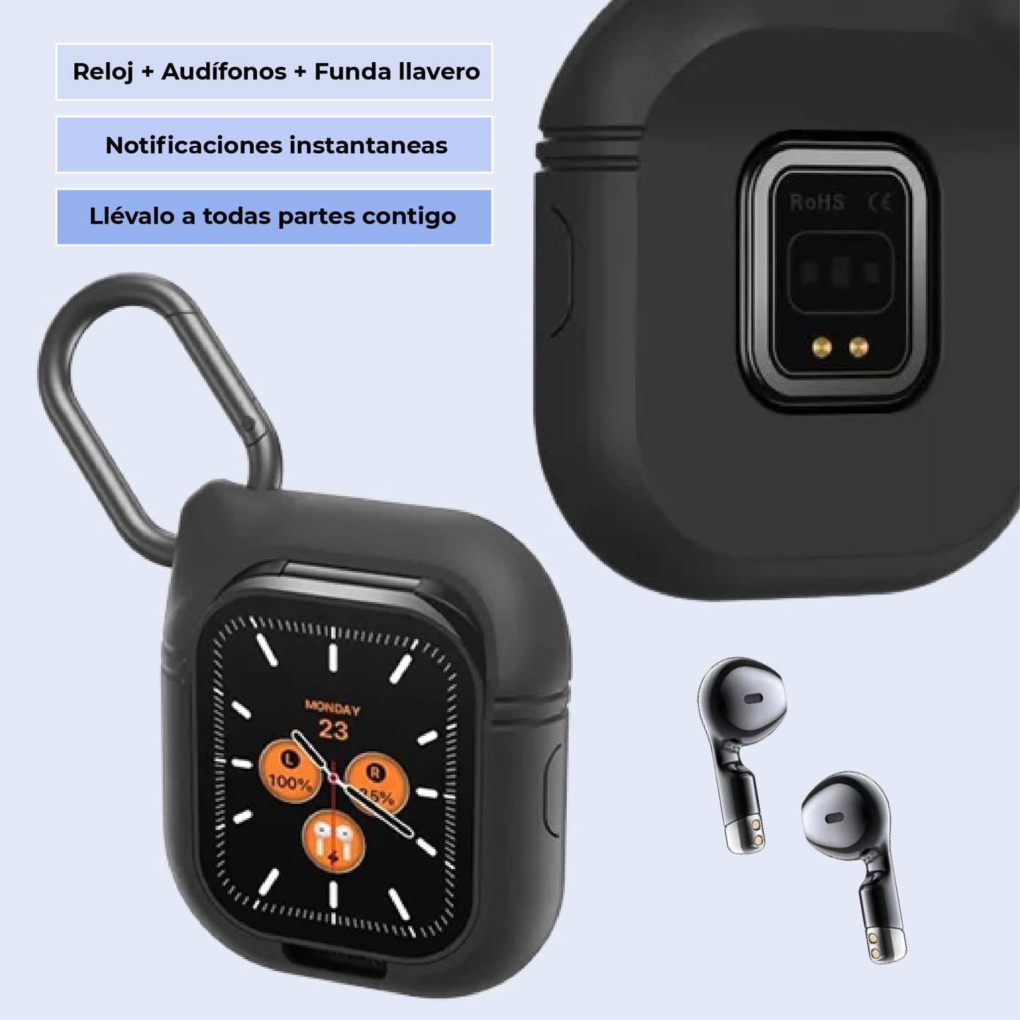 Smartwatch D8pro con auriculares de goma Smart Pulse