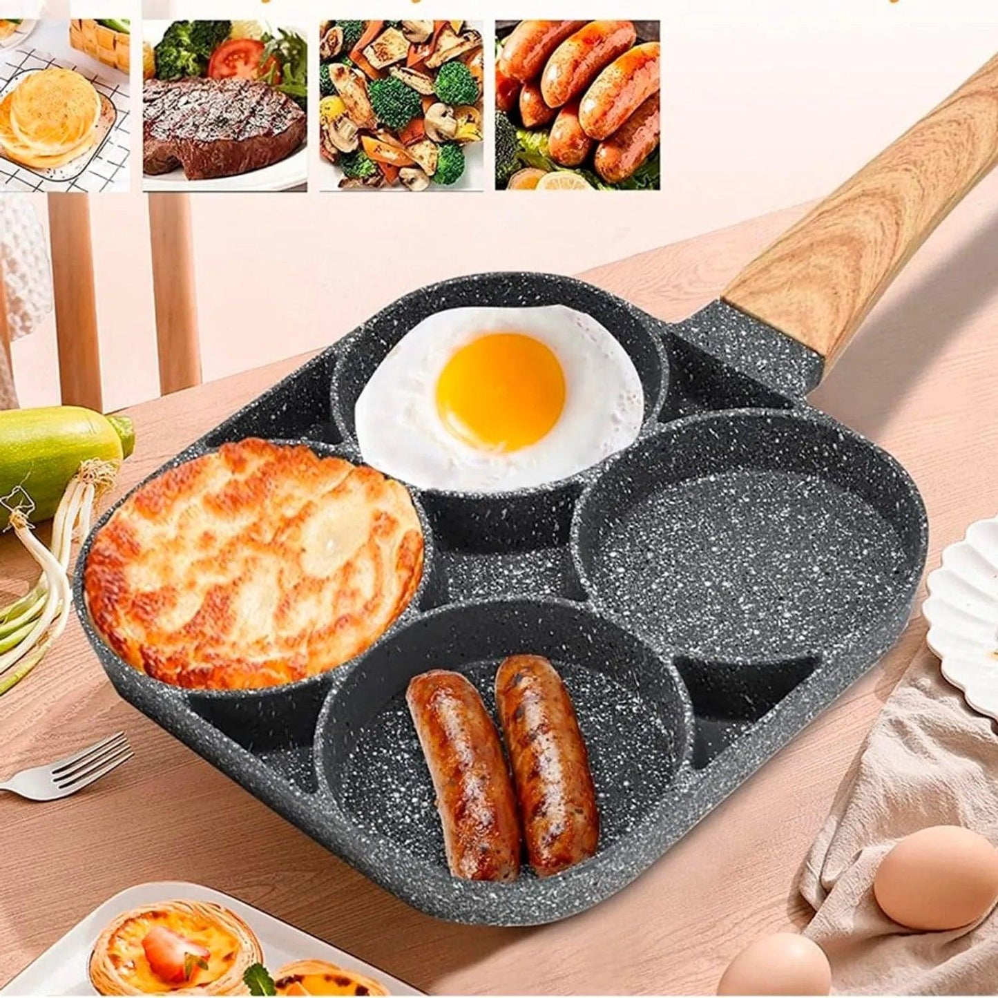 Cocina tus comidas con la sartén más práctica e ideal para la cocina.