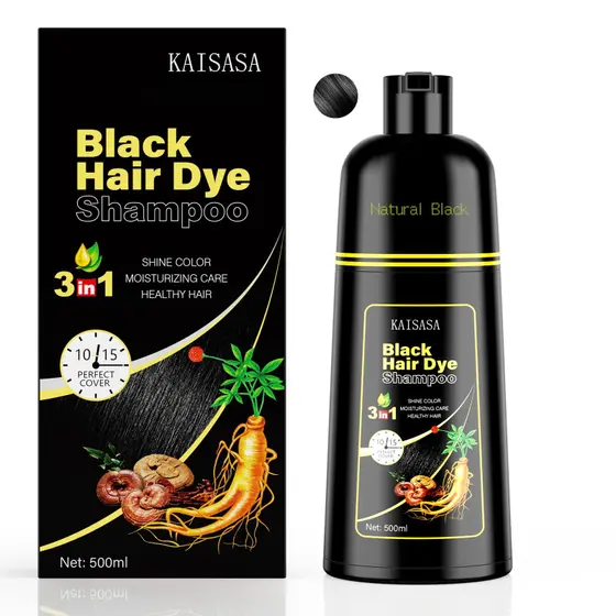Black Hair Dye Shampoo 3 en 1