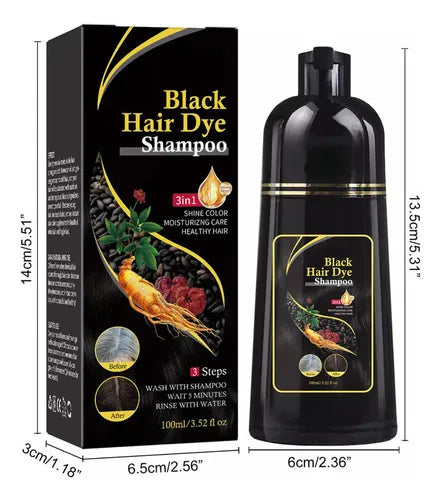 Black Hair Dye Shampoo 3 en 1